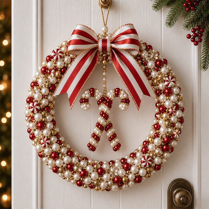 🎄✨ DIY Christmas Pearl Wreath Kit – Handmade Beaded Holiday Door Décor 💎🎀