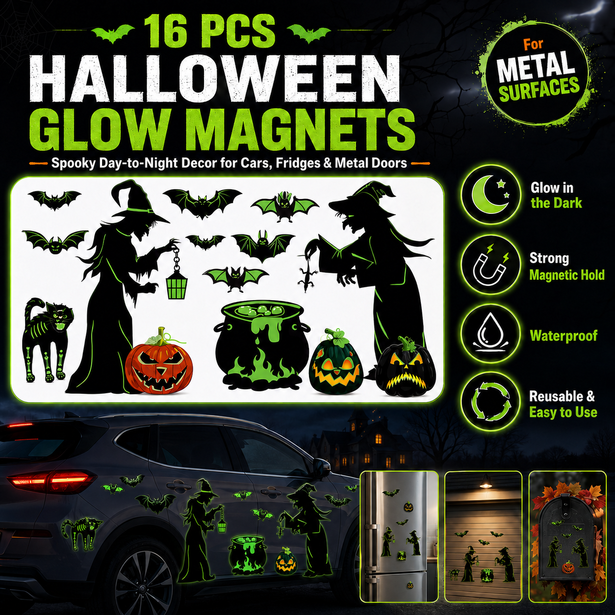 Halloween Magnetic Decorations – Car, Fridge & Garage Door Spooky Decor