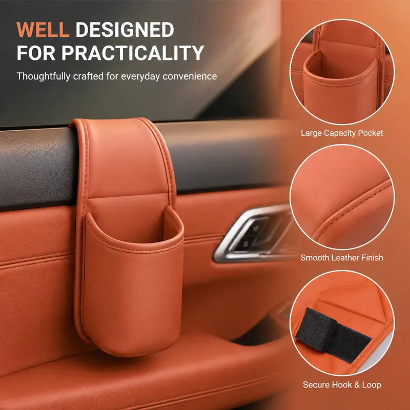 Car Door Leather Cup Holder