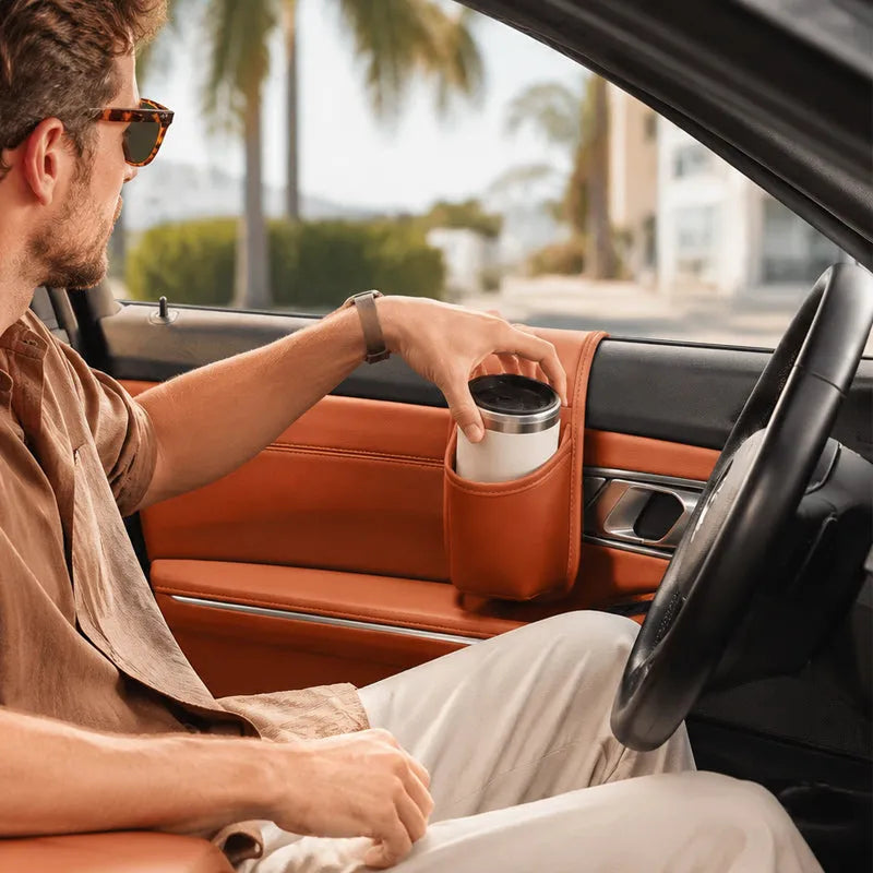 Car Door Leather Cup Holder