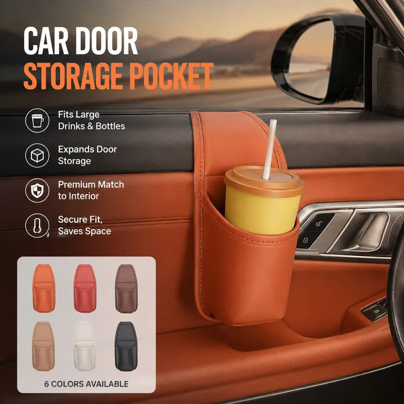 Car Door Leather Cup Holder