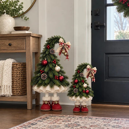 🎄 Whimsical Christmas Elf Tree – Cute Red Boots & Vintage Holiday Charm