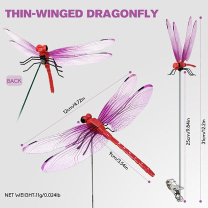 🪰 12-Pack Outdoor Dragonfly Clips – Natural Garden & Camping Decoration