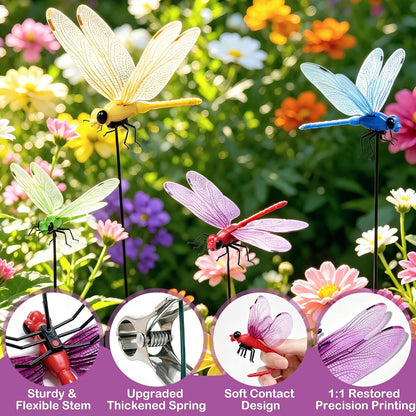 🪰 12-Pack Outdoor Dragonfly Clips – Natural Garden & Camping Decoration