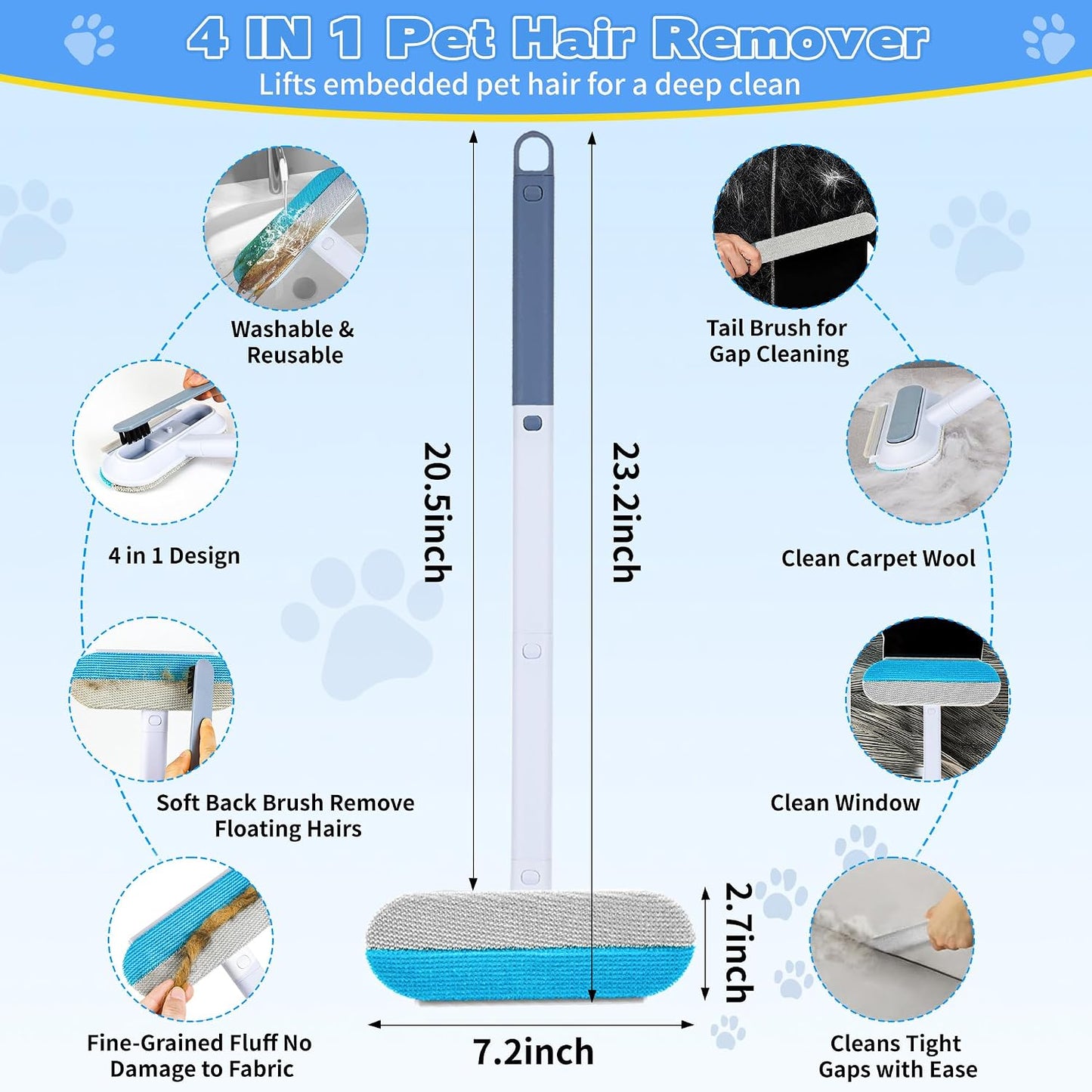 🐾Pet Hair Remover for Furniture – 23.2Inch Reusable Dog
