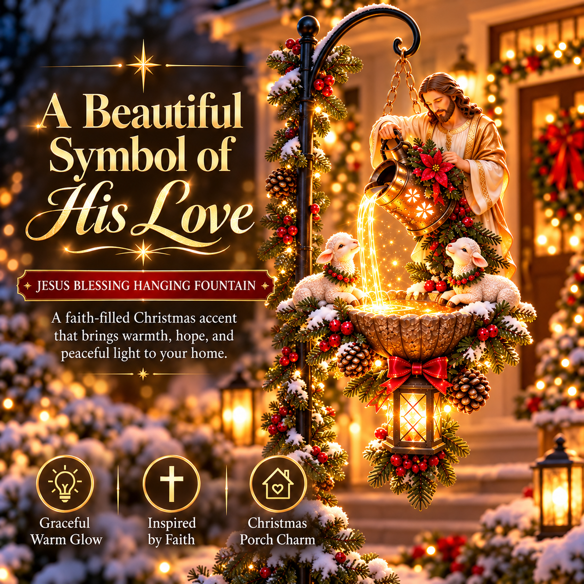 ✝️ Jesus Light-Pour Christmas Hanging Décor – Warm Faith-Inspired Display