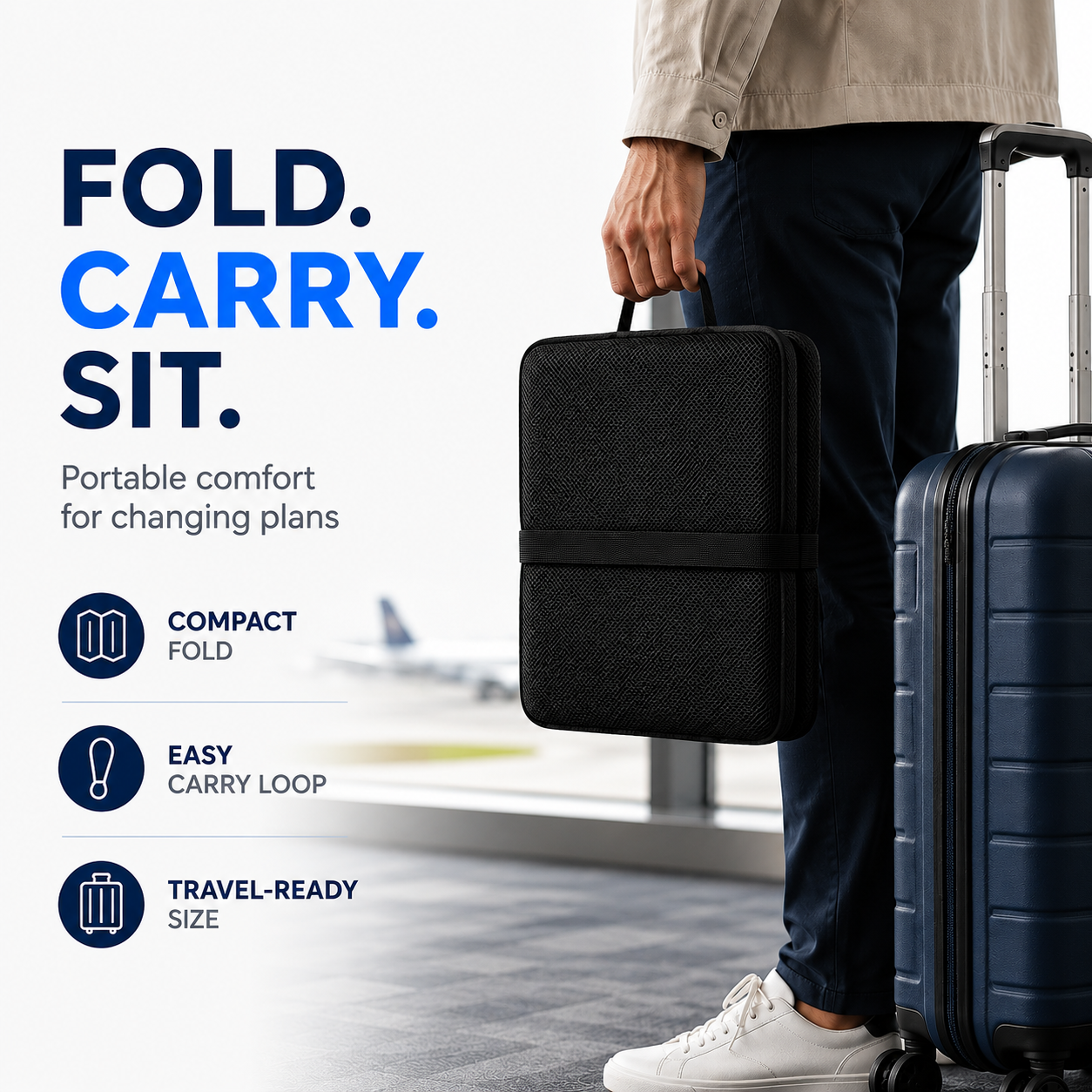Portable Cooling Gel Seat Cushion – Foldable Comfort Pad for Travel, Stadiums & Camping