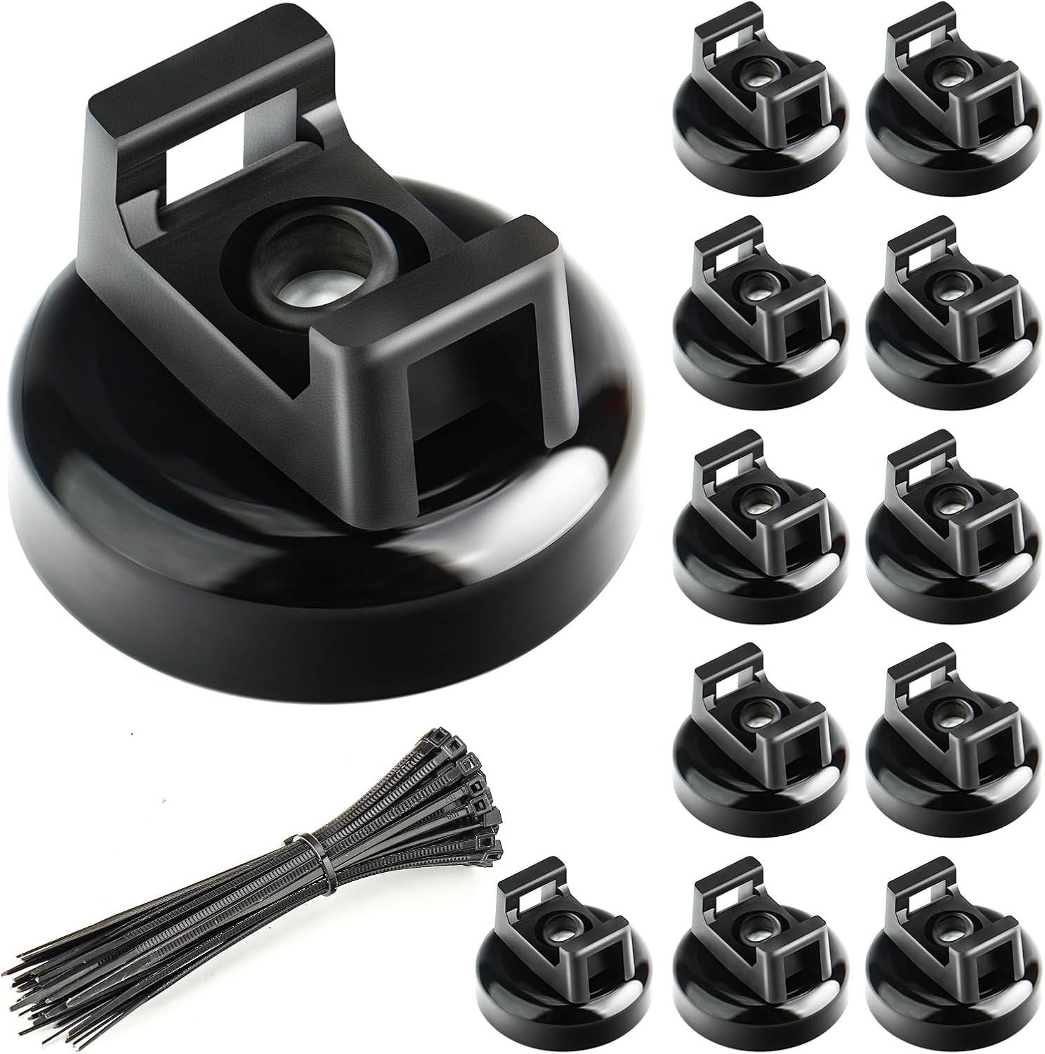 12 Pack❤️(12 Magnetic Zip Tie Mounts + 12 Nylon Zip Ties)