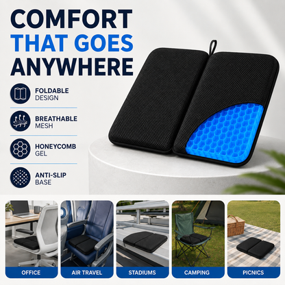 Portable Cooling Gel Seat Cushion – Foldable Comfort Pad for Travel, Stadiums & Camping