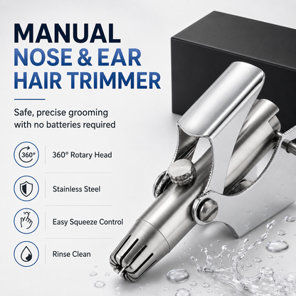 ✨ Manual Nose & Ear Hair Trimmer – No Batteries, No Pulling
