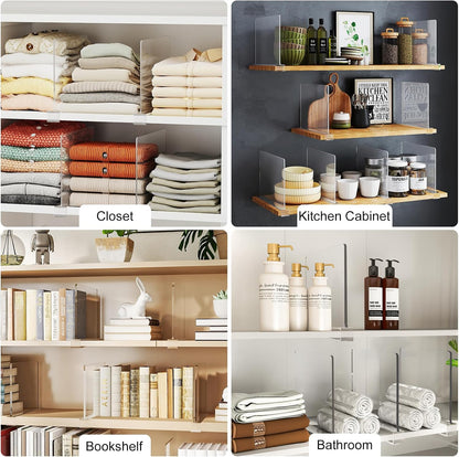 Purse Organizer for Closet Shelf Dividers: Clear Acrylic 12-Pack