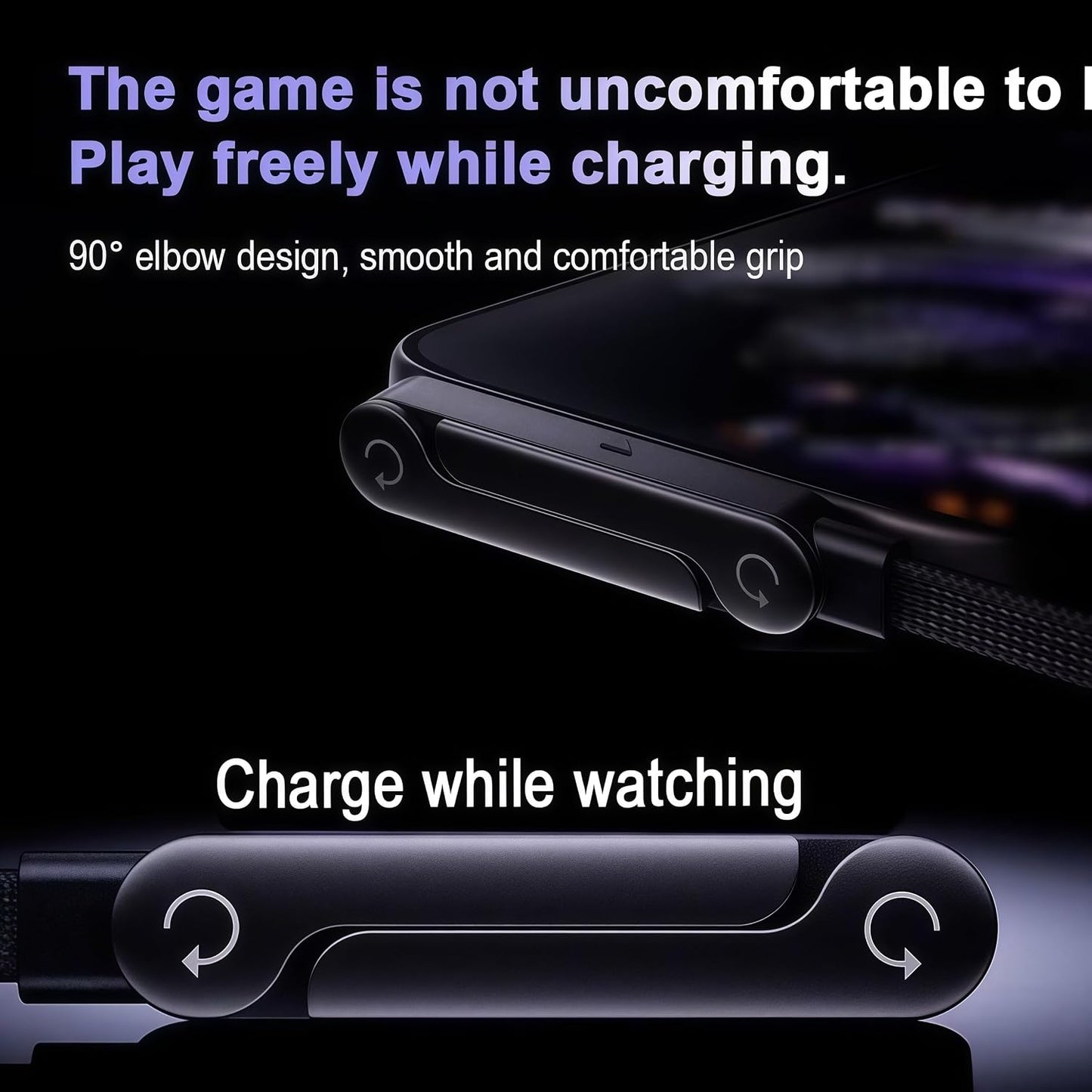 USB-C to USB-C Charging Cable with 240W Power Delivery and Foldable Mobile Phone Stand, 90° Angle Plug, Reinforced Braided Design for Fast Charging and Data Transfer, for iPhone