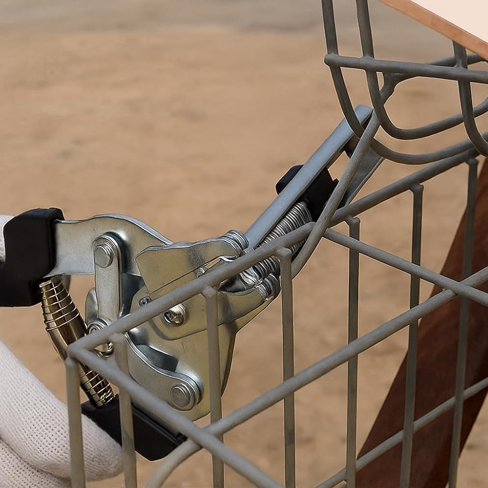 M-Type Hog Ring Pliers Kit - Heavy Duty Automatic Feeding Cage Clamp Tool with 600 Galvanized M-Clips for Upholstery, Fencing, and Commercial Animal Cage Installation (Black)