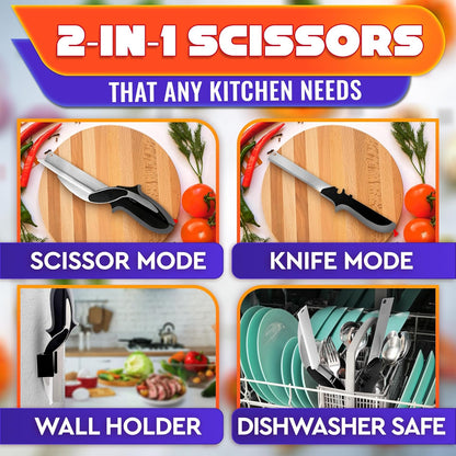 🥒🍅9.6" Cut Reach Durable 2-in-1 Kitchenware Heavy-Duty Scissors✂️
