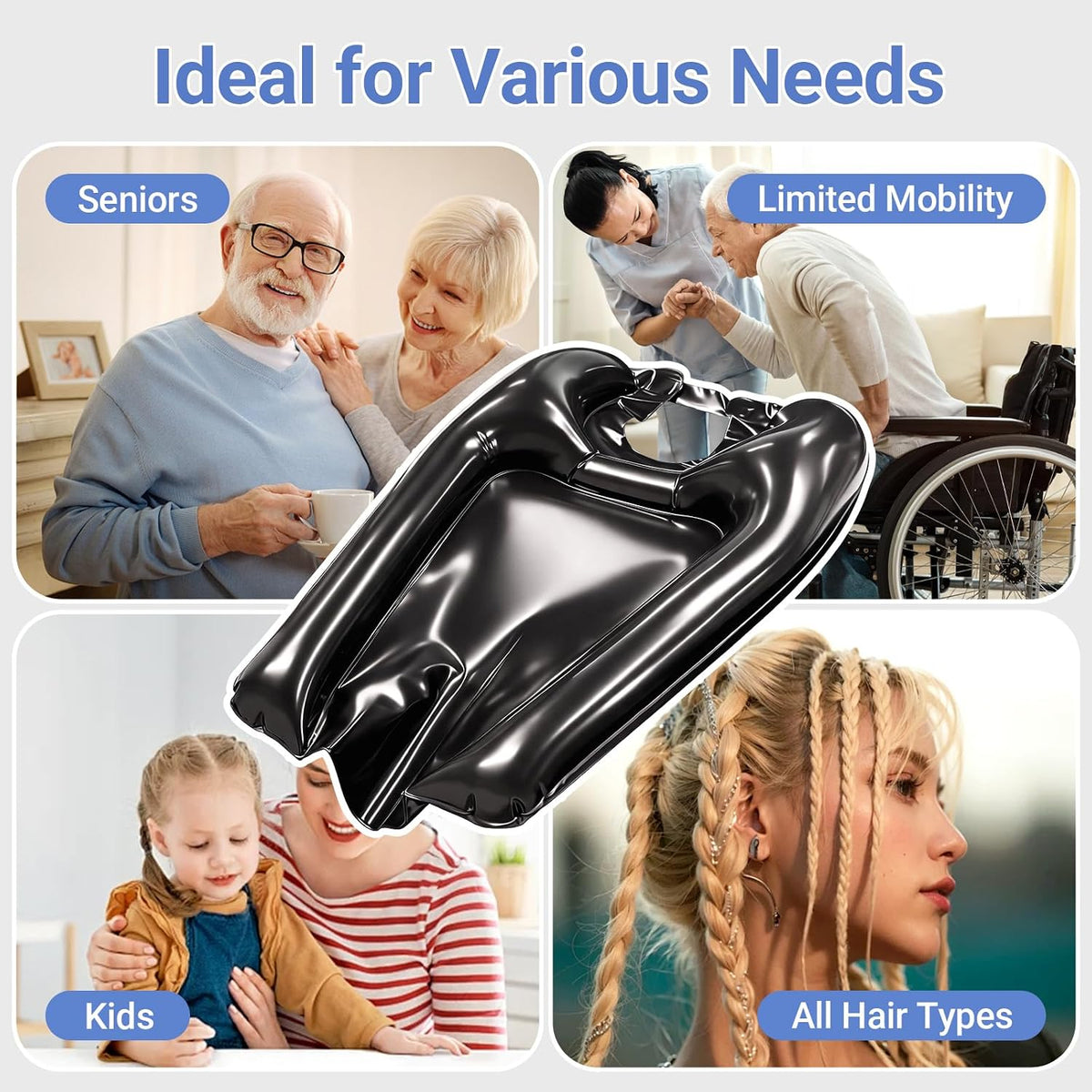 🛁🔥 50% OFF! Portable Inflatable Shampoo Basin – No-Spill Neck Support, Lightweight Leak-Proof PVC, Drain Hose & Plug, Ideal for Bedridden, Pregnancy, Injury & Home Hair Wash ✨