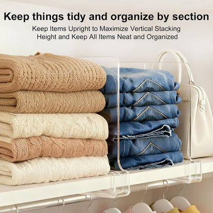 Purse Organizer for Closet Shelf Dividers: Clear Acrylic 12-Pack