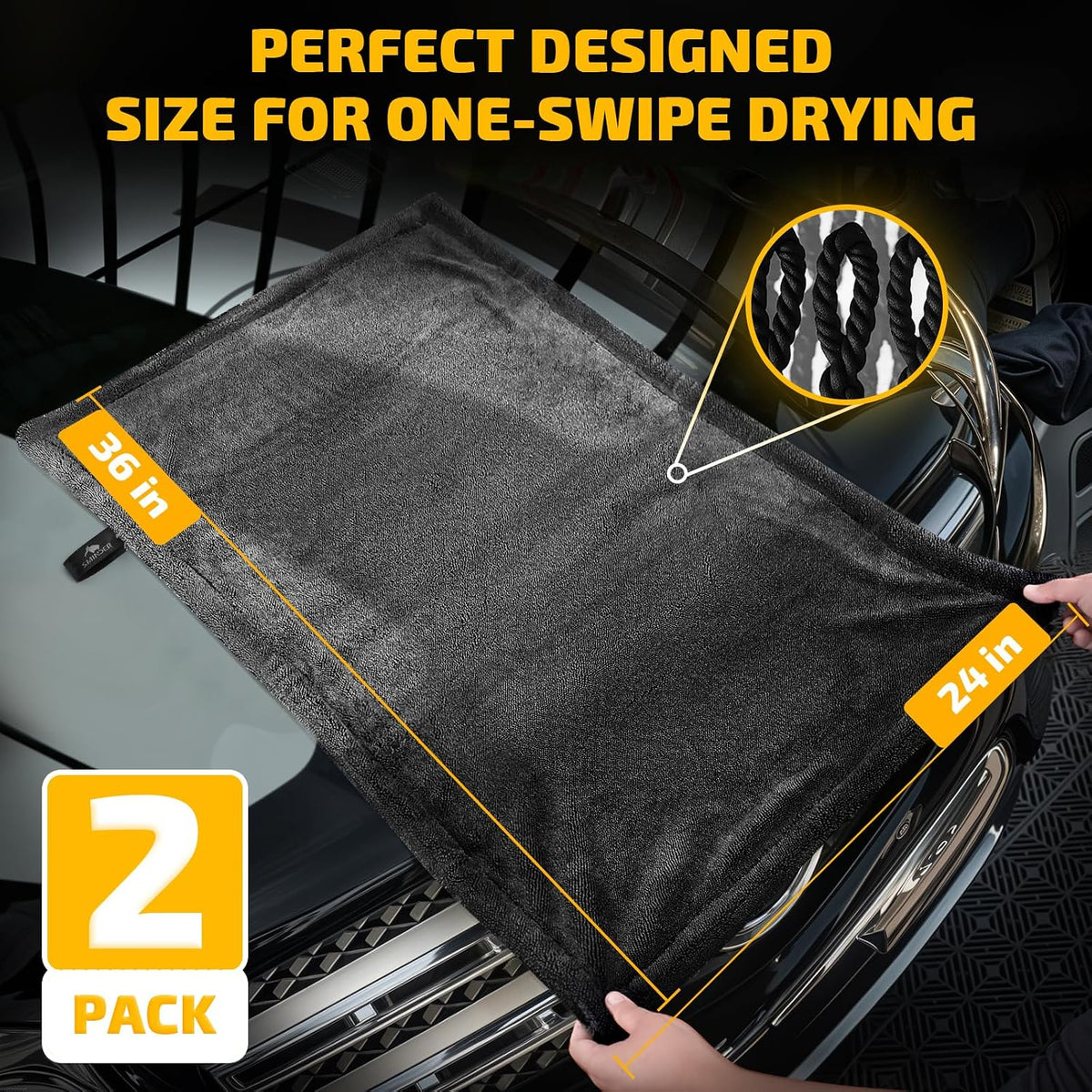 ✨LURU 1200 GSM Microfiber Car Drying Towels– 2-Pack