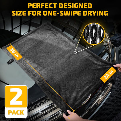 ✨LURU 1200 GSM Microfiber Car Drying Towels– 2-Pack