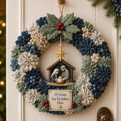 3D Fabric Poke Wreath DIY Kit, Christmas Wreath DIY Kit for Adults，Santa