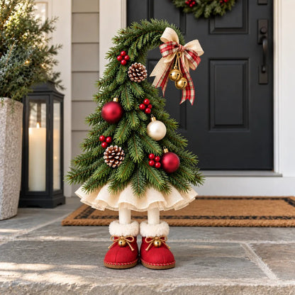🎄 Whimsical Christmas Elf Tree – Cute Red Boots & Vintage Holiday Charm