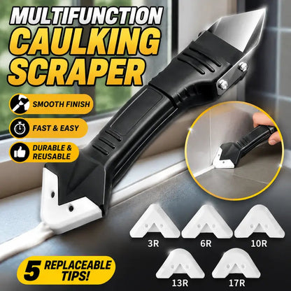 🛠️✨ 4-in-1 Caulk Remover & Finishing Tool Kit – Silicone Sealant Scraper with 5 Smoothing Pads 🚿