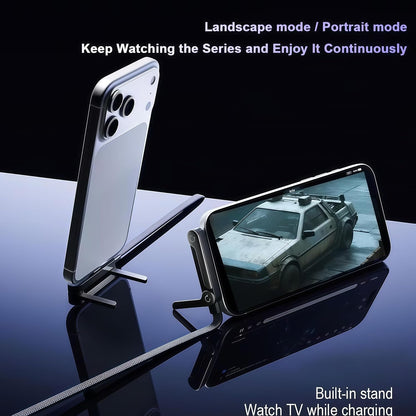 USB-C to USB-C Charging Cable with 240W Power Delivery and Foldable Mobile Phone Stand, 90° Angle Plug, Reinforced Braided Design for Fast Charging and Data Transfer, for iPhone