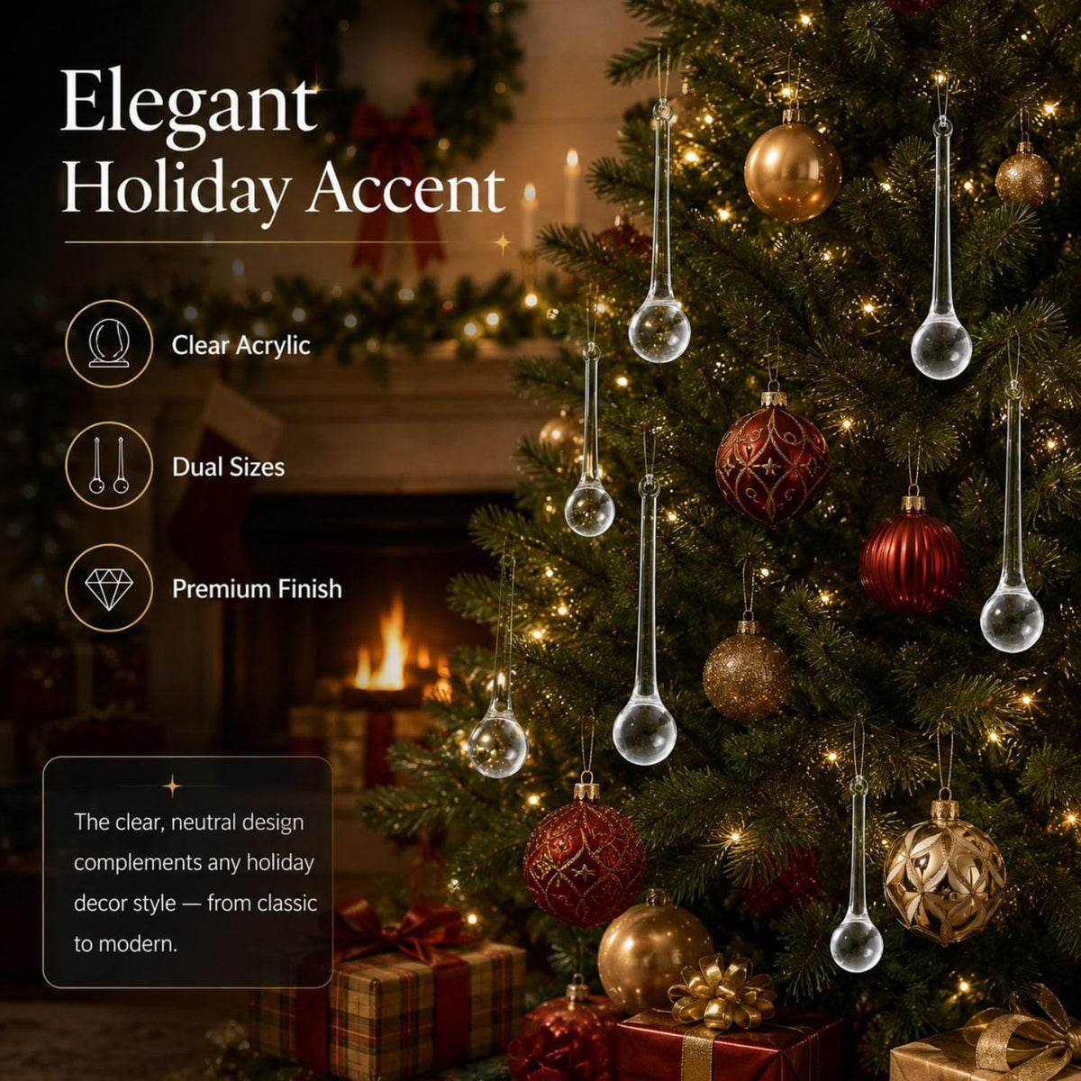 ✨ Make Your Christmas Tree Sparkle – Crystal-Look Icicle Ornaments (10/20 PCS)