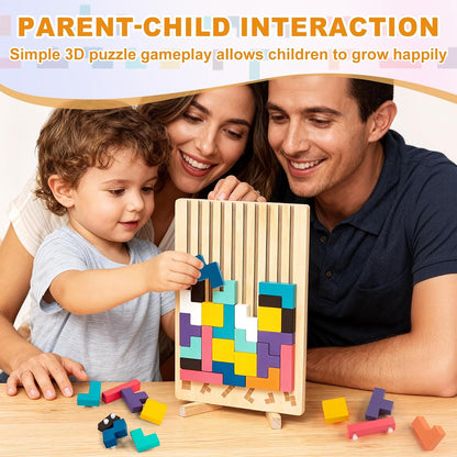 Screen-Free Wooden Block Puzzle — 20 Pattern Challenges