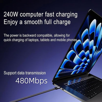 USB-C to USB-C Charging Cable with 240W Power Delivery and Foldable Mobile Phone Stand, 90° Angle Plug, Reinforced Braided Design for Fast Charging and Data Transfer, for iPhone