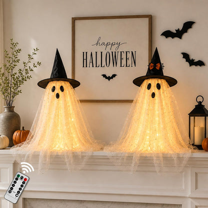 2-Pack Light-Up Halloween Ghosts with Remote