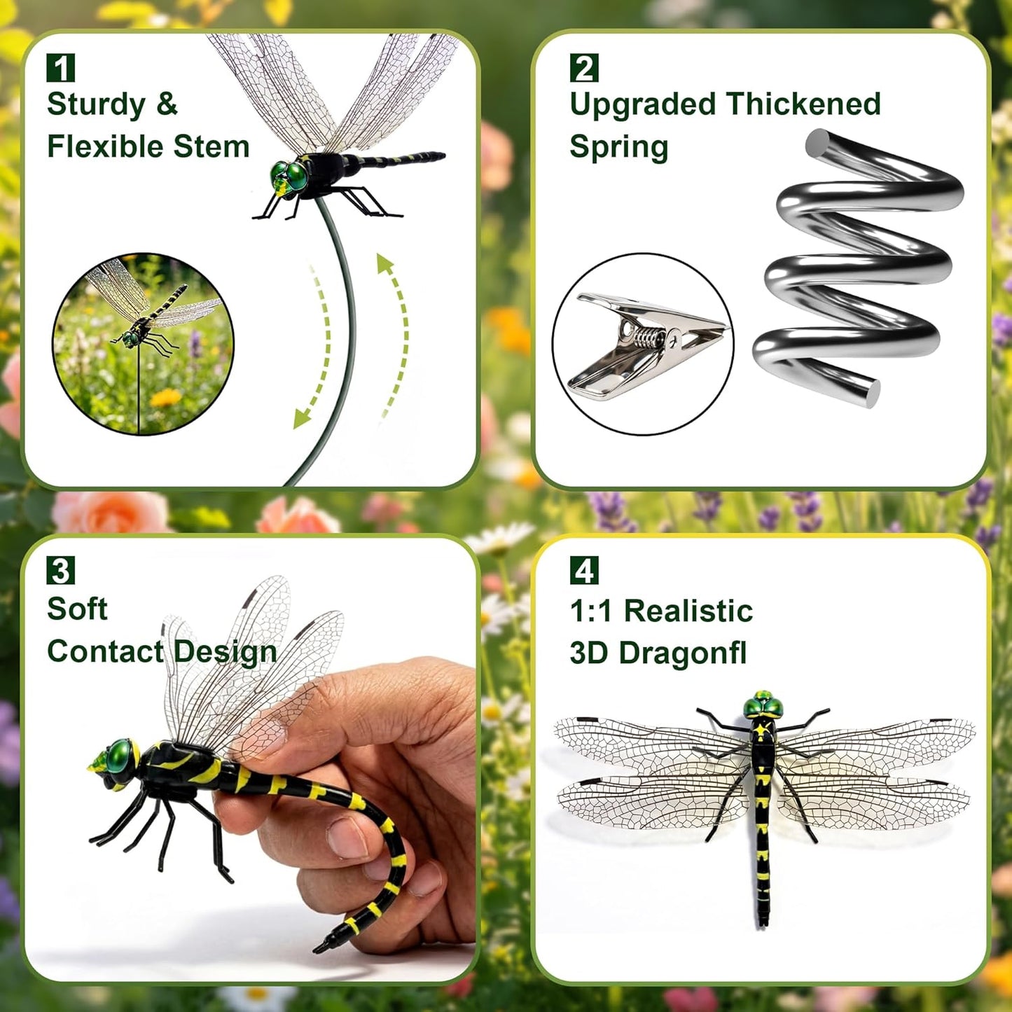 🪰 12-Pack Outdoor Dragonfly Clips – Natural Garden & Camping Decoration