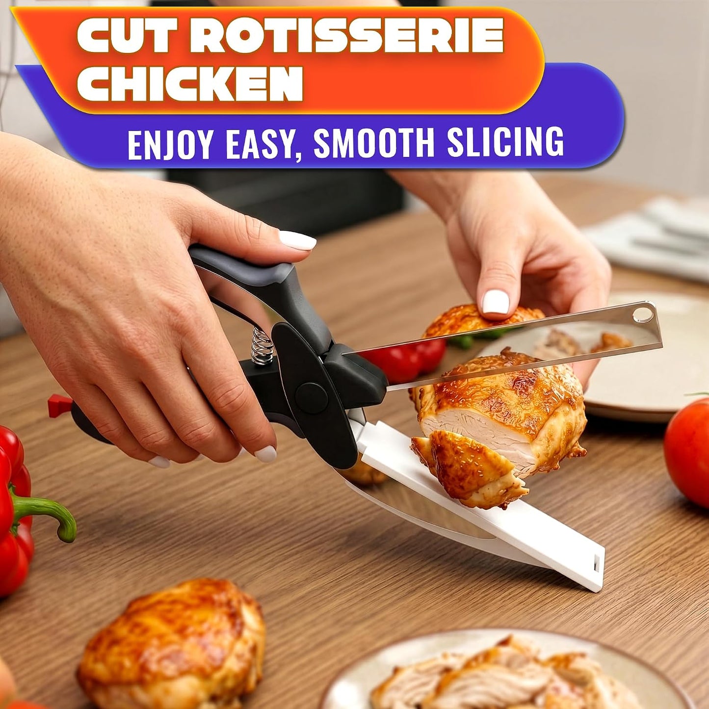 🥒🍅9.6" Cut Reach Durable 2-in-1 Kitchenware Heavy-Duty Scissors✂️
