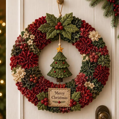 3D Fabric Poke Wreath DIY Kit, Christmas Wreath DIY Kit for Adults，Santa