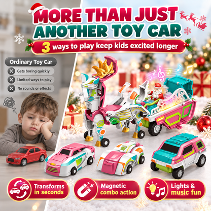 🎄🚗 3-in-1 Magnetic Transforming Christmas Car Set