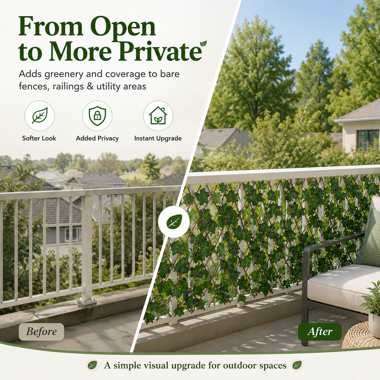 🌿Expandable Ivy Privacy Fence – Retractable Green Lattice Screen for Patio & Garden