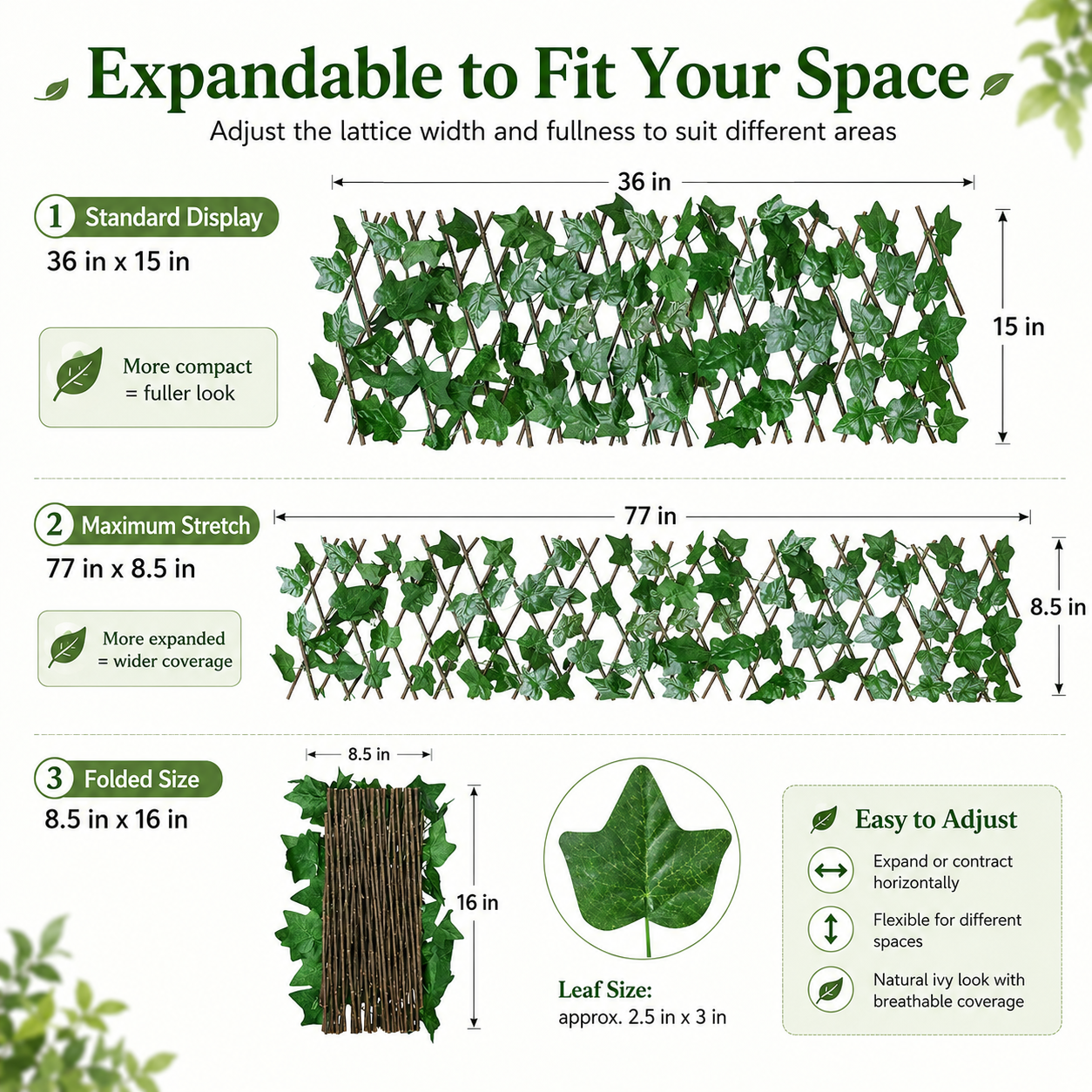 🌿Expandable Ivy Privacy Fence – Retractable Green Lattice Screen for Patio & Garden