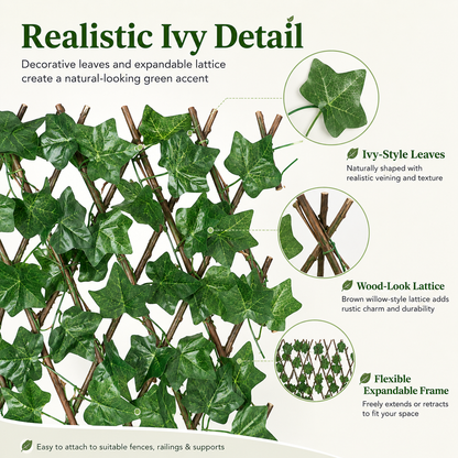🌿Expandable Ivy Privacy Fence – Retractable Green Lattice Screen for Patio & Garden