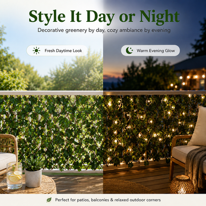 🌿Expandable Ivy Privacy Fence – Retractable Green Lattice Screen for Patio & Garden