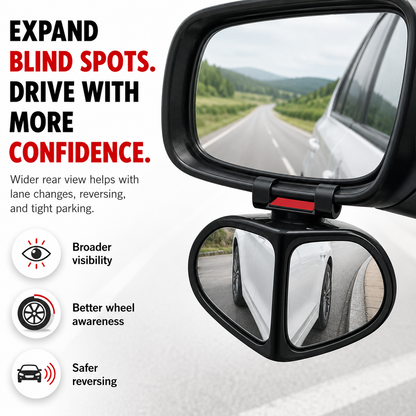 2Pcs Dual-Lens Blind Spot Mirror – 360° Adjustable Wide View Parking & Reversing Mirror