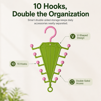 🧥V-Shaped Accessory Organizer | 10 Hooks for Belts, Ties & Scarves