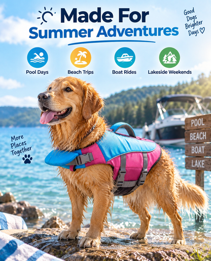 Dog Life Vest – Adjustable Flotation Support for Swimming &amp; Boating