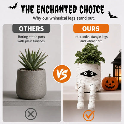 🎉49% OFF – 🎃 Halloween Hanging Leg Planter | Hand-Painted Resin Character Pot for Succulents, Shelves, Desks, Porches & Spooky Seasonal Displays 🪴