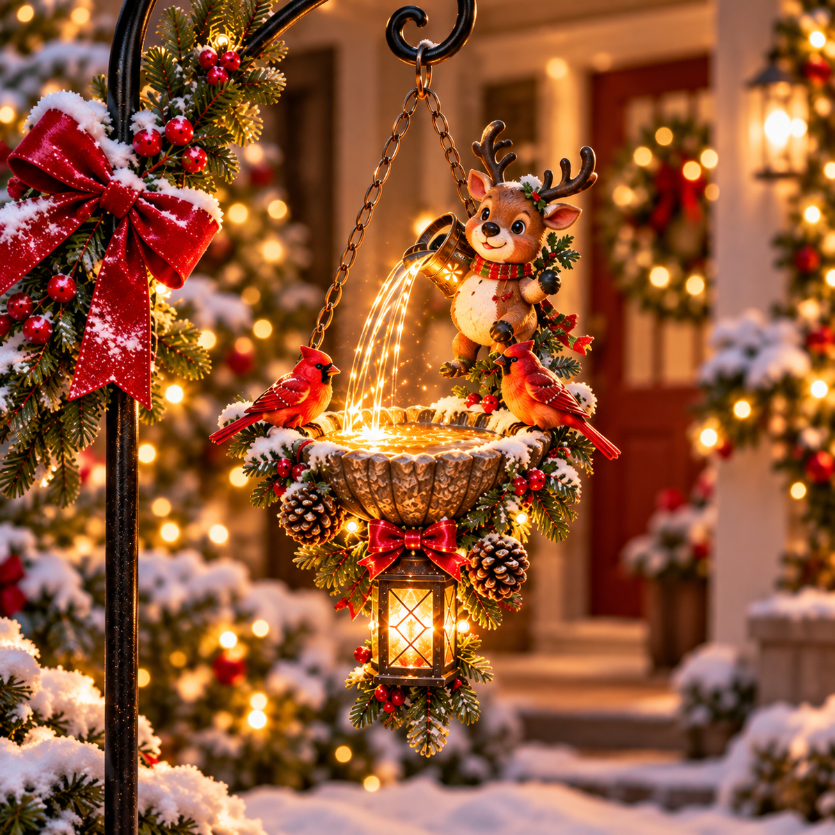 🎄 Santa’s Magical Light Pour – Solar Christmas Garden Hanging Light