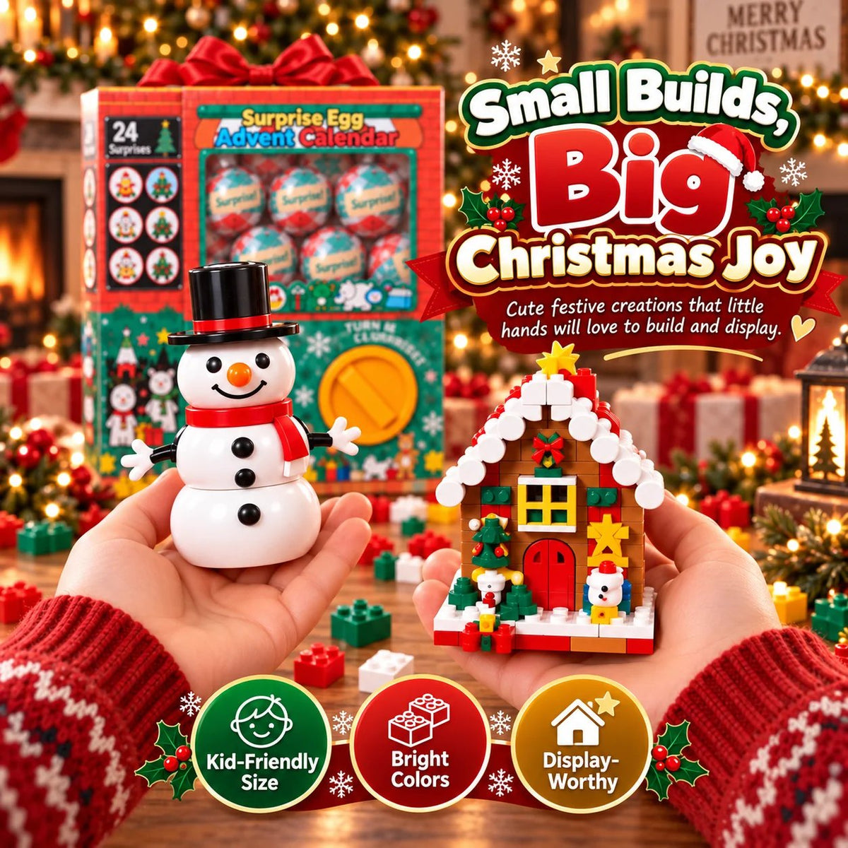 🎄 24-Day Surprise Egg Advent Calendar – Christmas Mini Building Block Sets