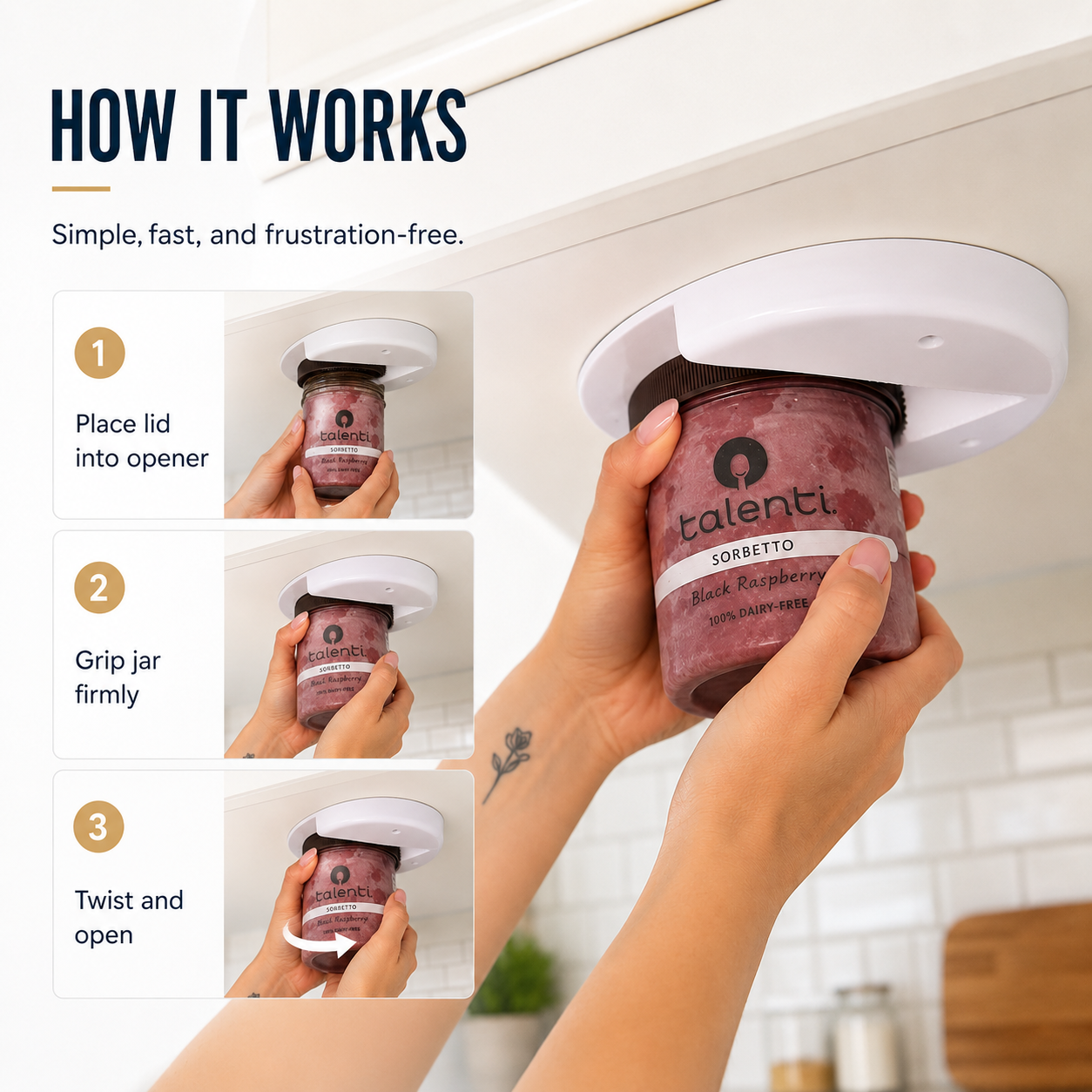 🔓 Under-Cabinet Jar Opener – Easy-Grip Lid Opener for Effortless Kitchen Use