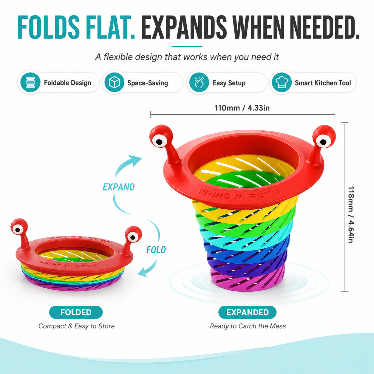 🌈Rainbow Monster Foldable Kitchen Sink Strainer-Catch Them With a Smile