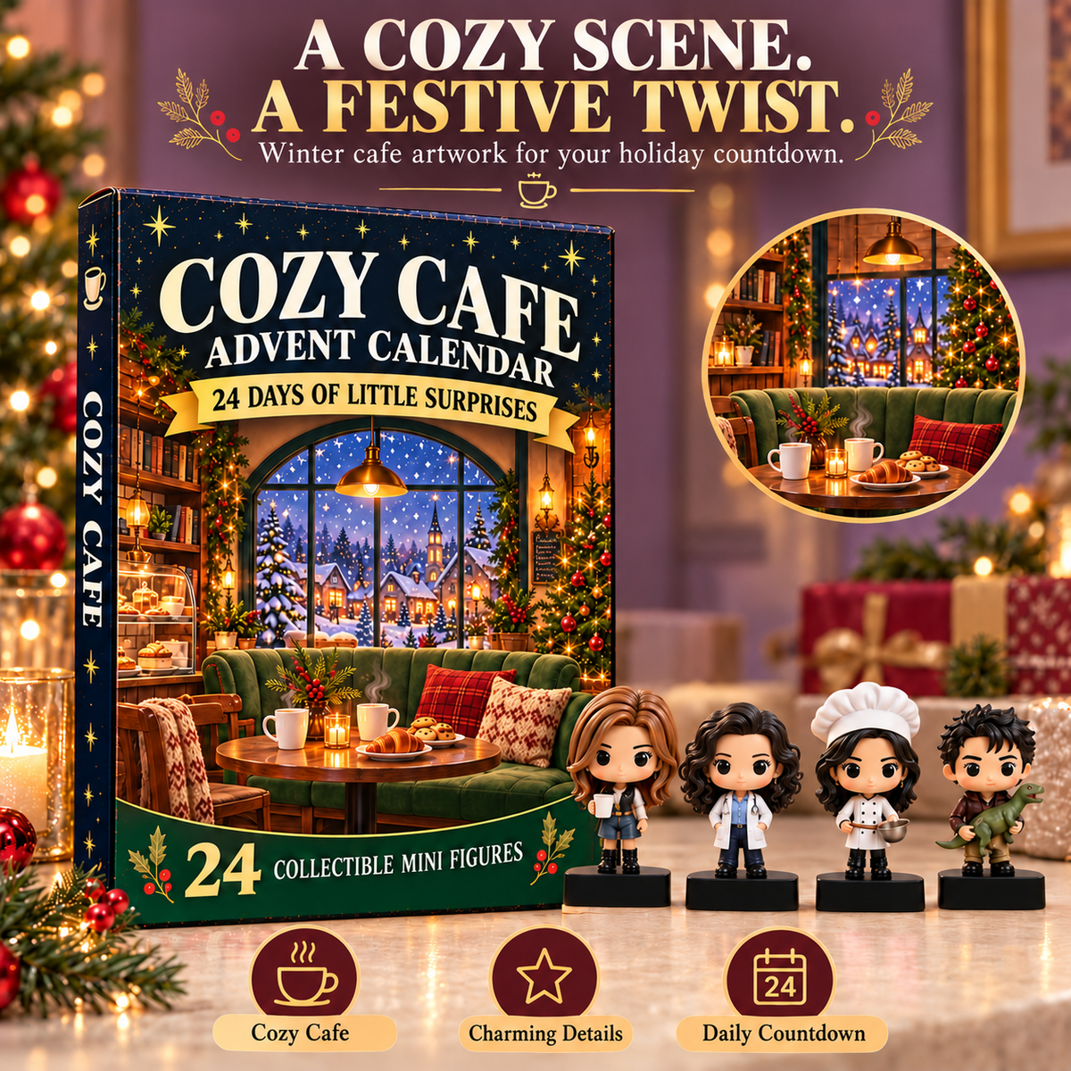 ☕  Cozy Café  Advent Calendar – 24 Days of Collectible Character Surprises