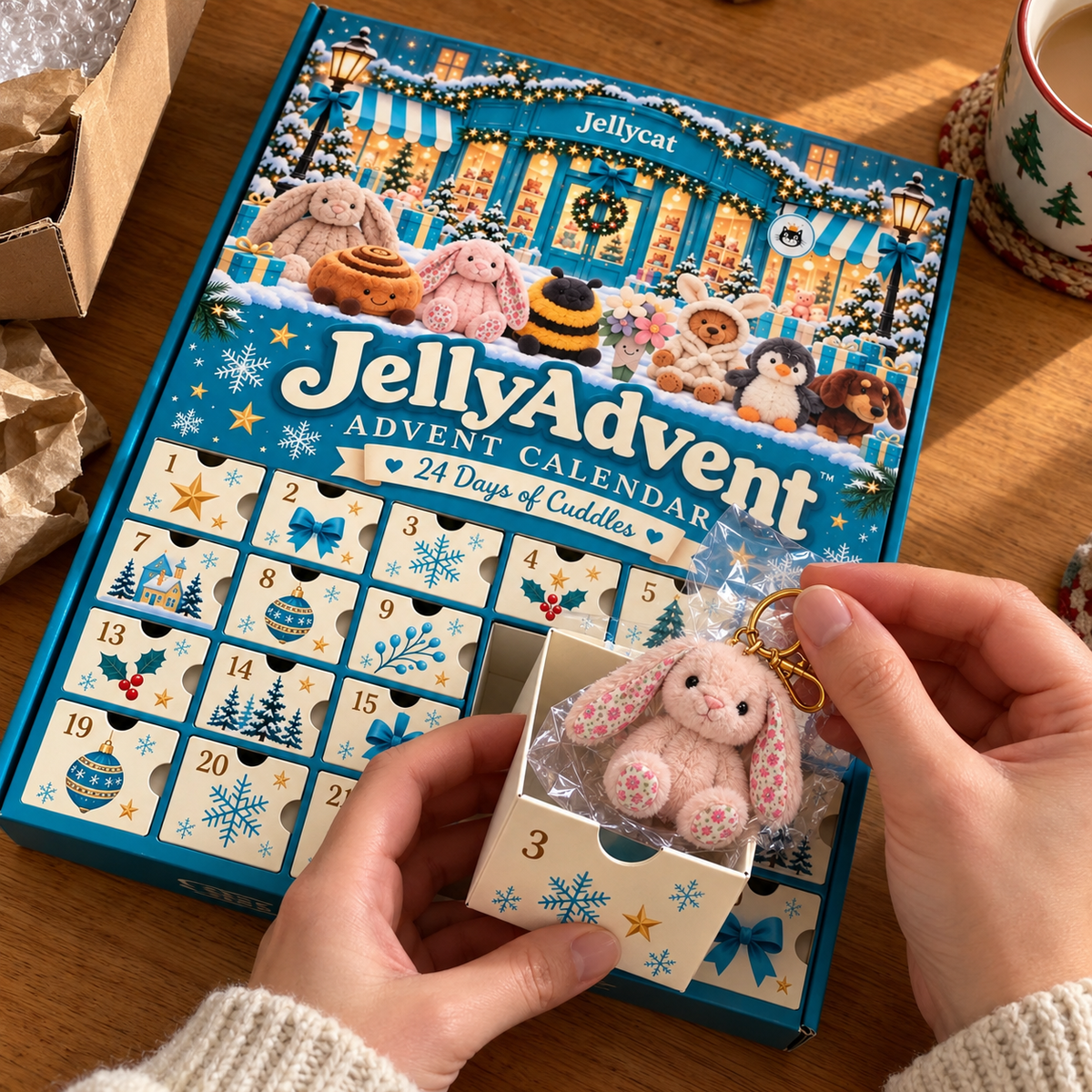 🧸 Jelly Countdown 24-Day Plush Advent Calendar – Mini Plush Bag Charms & Christmas Surprises