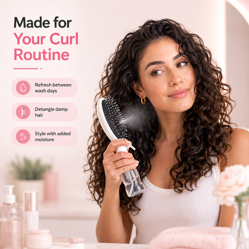 💦 2-in-1 Mist Spray Hair Brush – Detangling & Curl Refresh Brush With Refillable Reservoir