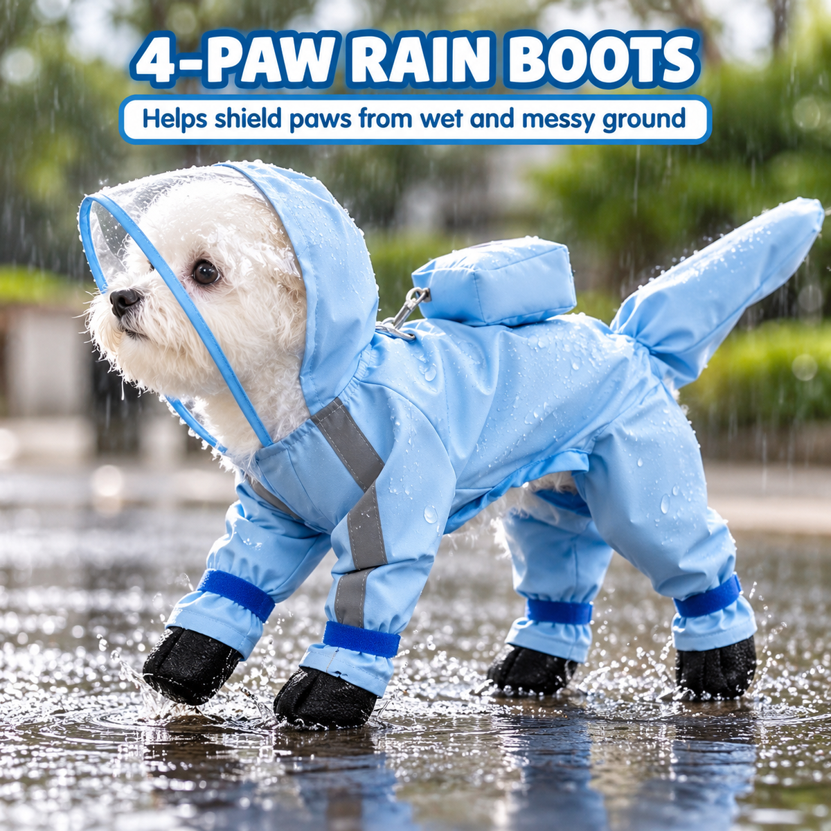 🌧️Small Dog Raincoat and Rain Shoes Set🎒
